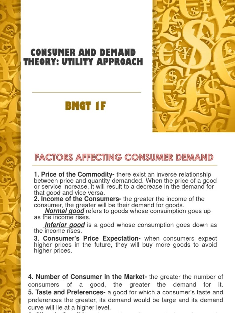 Consumer And Demand Theory Utility Approach | PDF | Utility | Demand