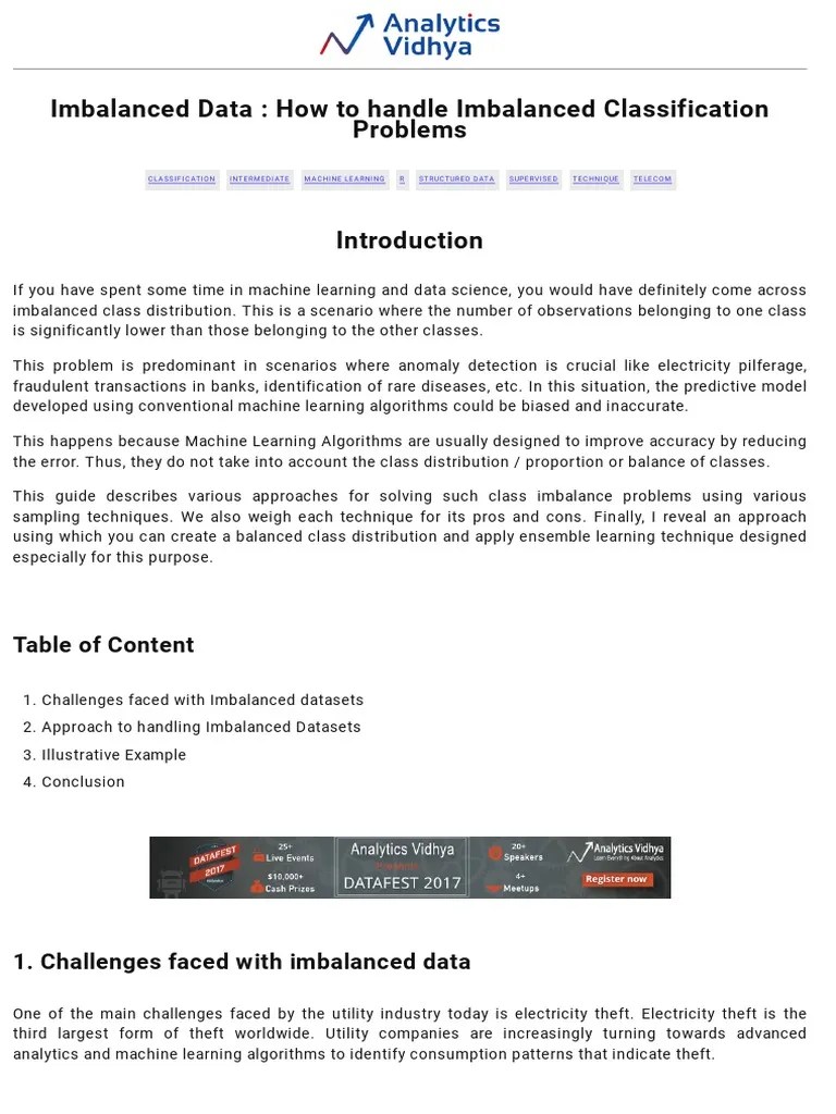Imbalanced Data: How To Handle Imbalanced Classification Problems | PDF ...