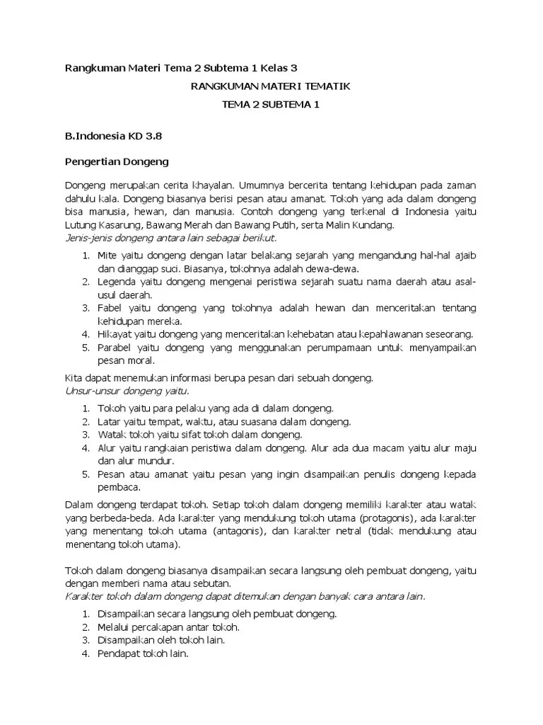 Rangkuman Materi Tema 2 Subtema 1 Kelas 3 | PDF