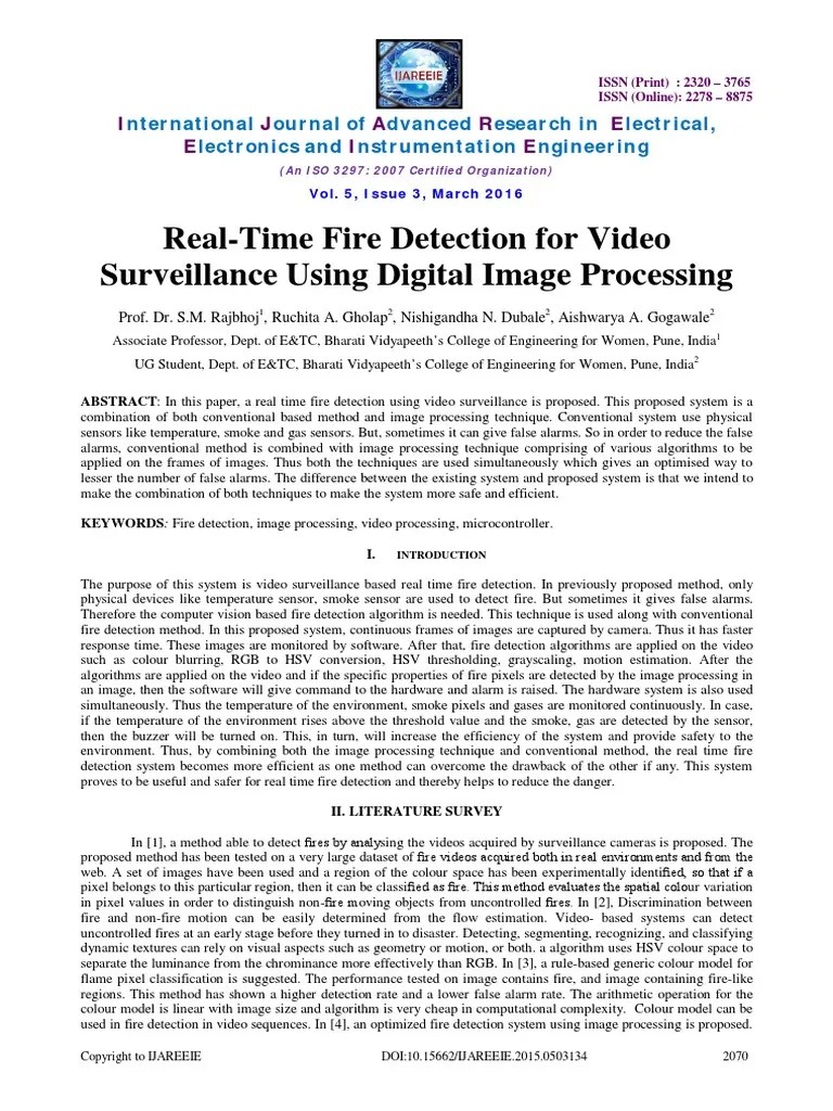 Real-Time Fire Detection For Video Surveillance Using Digital Image ...