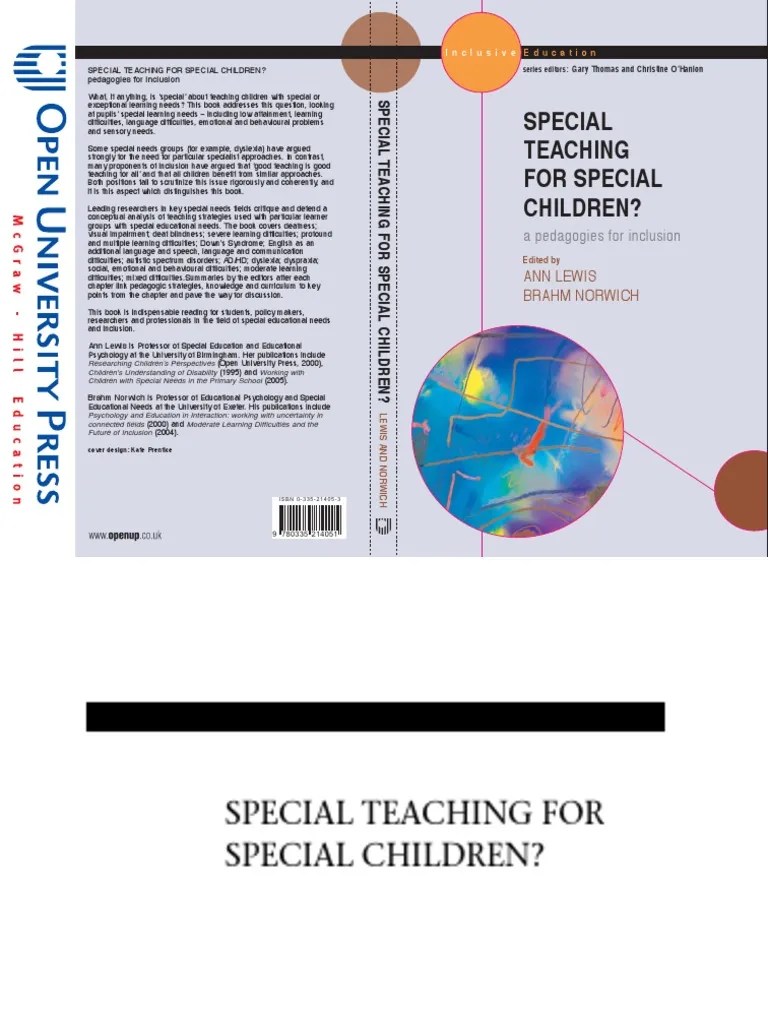 Special Teaching For Special Children - A Pedagogy For Inclusion - (Inclusive Education ...