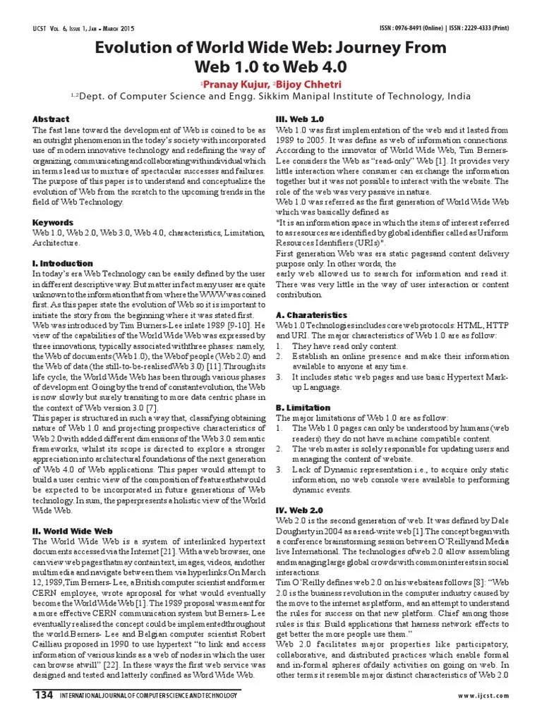 Evolution Of World Wide Web Journey From Web 1.0 To Web 4.0 | PDF ...