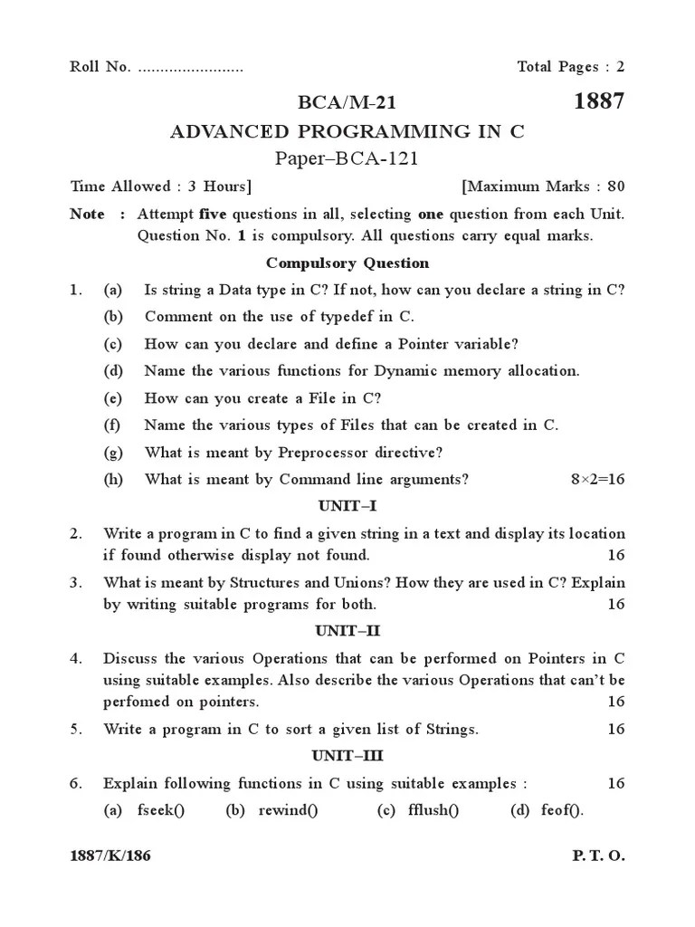 Advanced Programming In C | PDF | C (Programming Language) | Pointer (Computer Programming)