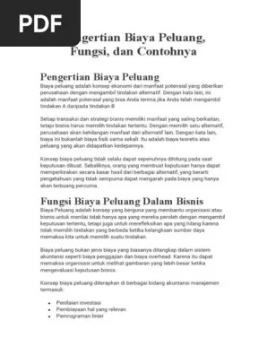 Bagaimana cara mengatasi kelemahan (weaknesses) yang mencegah keuntungan. Pengertian Biaya Peluang Pdf