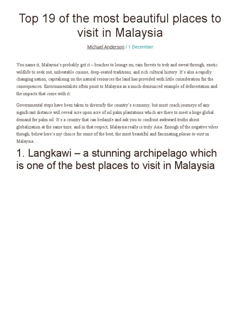 Top 19 Of The Most Beautiful Places To Visit In Malaysia | PDF | Malaysia | Borneo