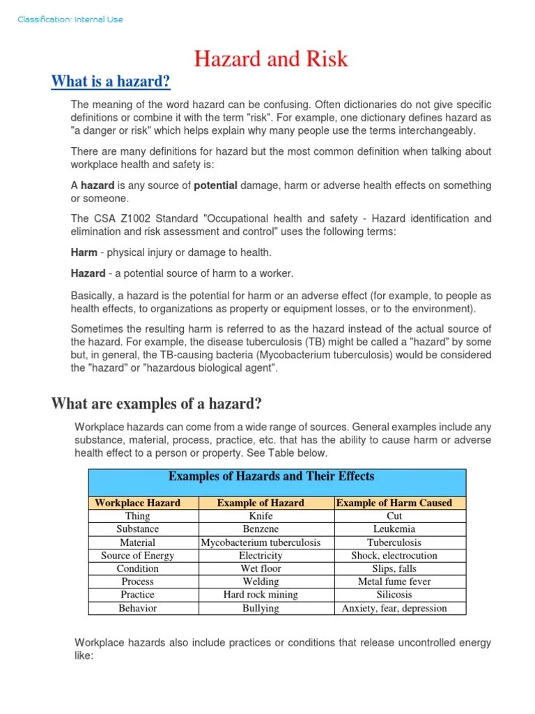 Hazard Vs Risk | PDF | Risk | Hazards