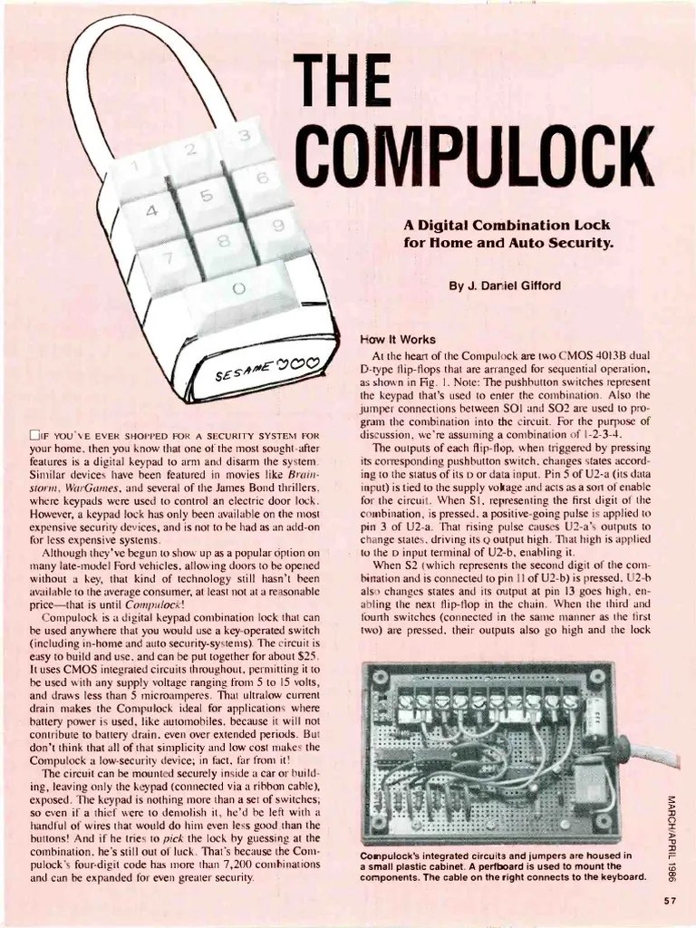 Digital Combination Lock For Home And Auto Security: An Overview Of The Compulock Circuit | PDF ...