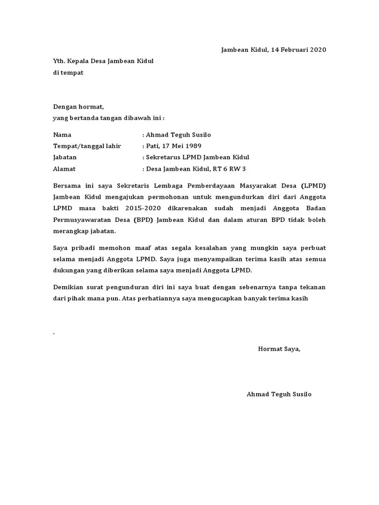 Karena untuk menjadi guru, anda juga harus mengenyah pendidikan selama 4 tahun di bangku kuliah. Pengunduran Diri Lpmd Pdf