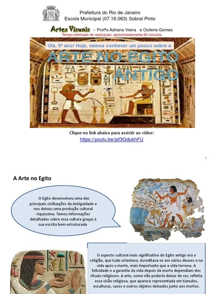 6º Ano - Artes Visuais - Egito | PDF | Antigo Egito