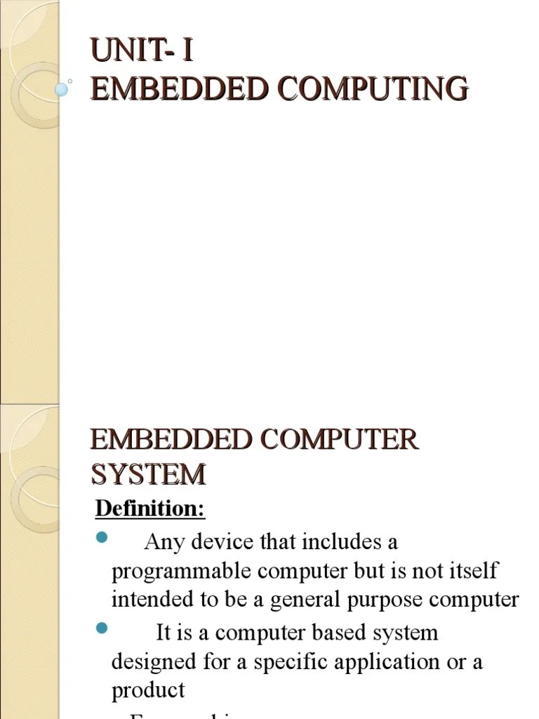 Unit - I | PDF | Embedded System | Central Processing Unit