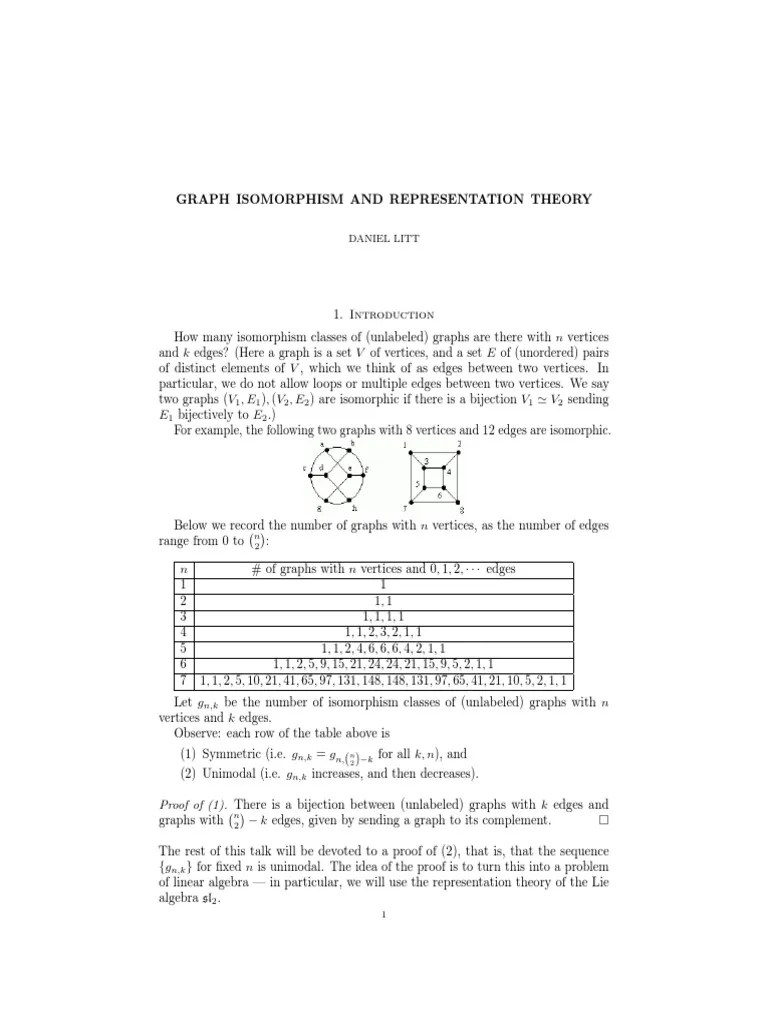 Graph Isomorphism And Representation Theory | PDF | Lie Algebra ...