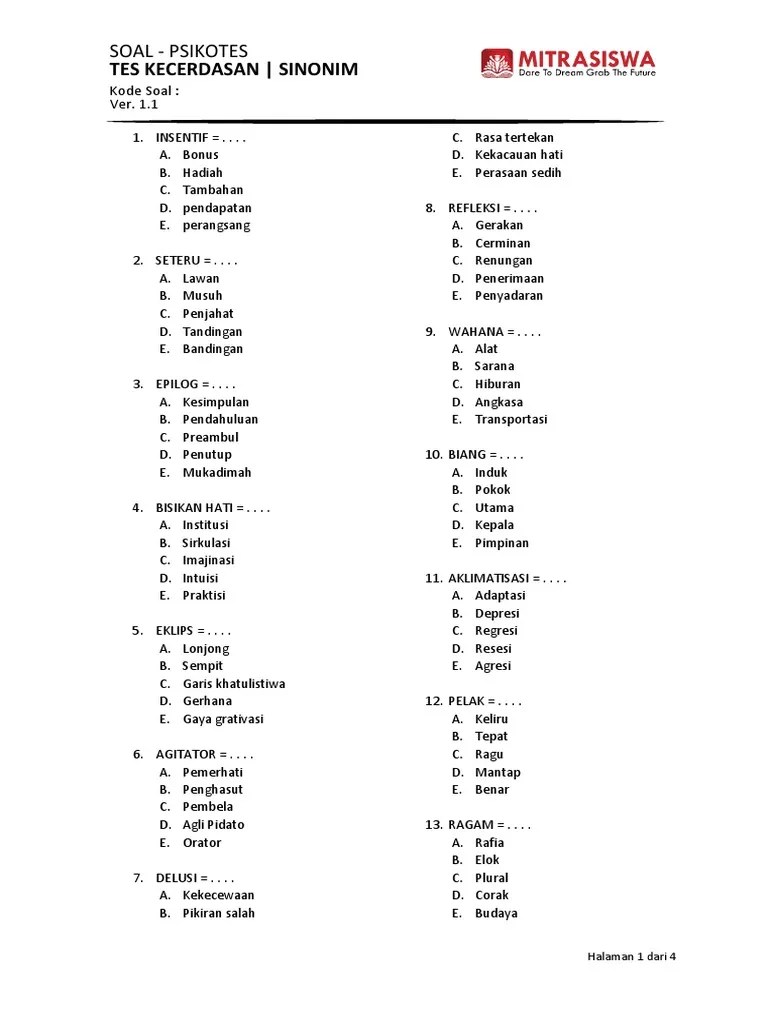 Contoh Tes Sinonim CPNS2 | PDF