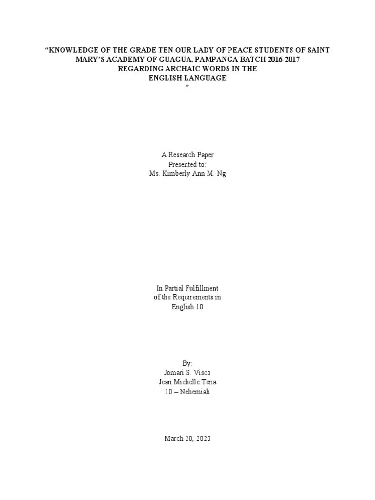 Baby Thesis For English 10 | PDF | English Language | Survey Methodology