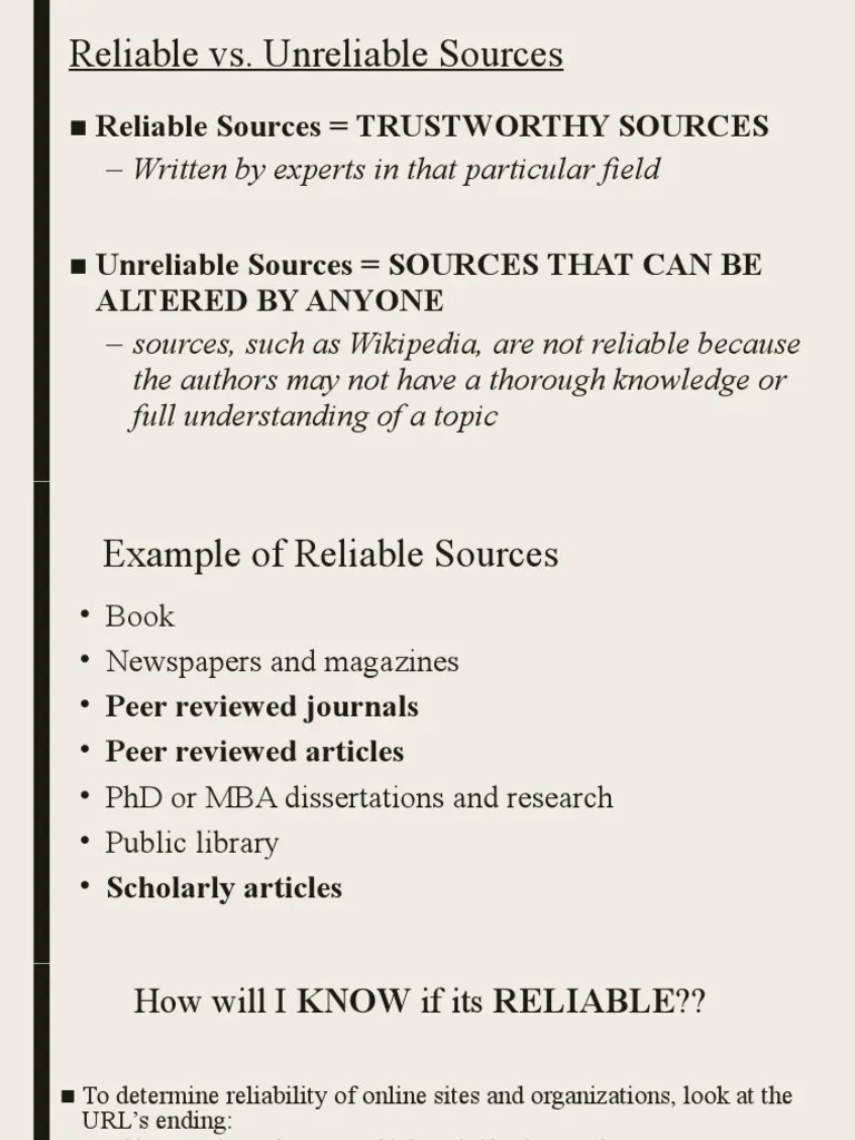 Reliable And Unreliable Sources | PDF | Citation | Wikipedia