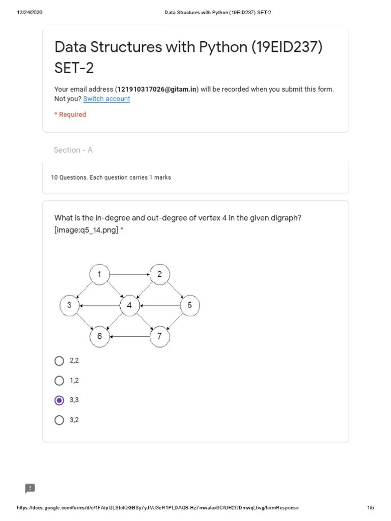 Data Structures With Python (19EID237) SET-2 | PDF | Discrete ...
