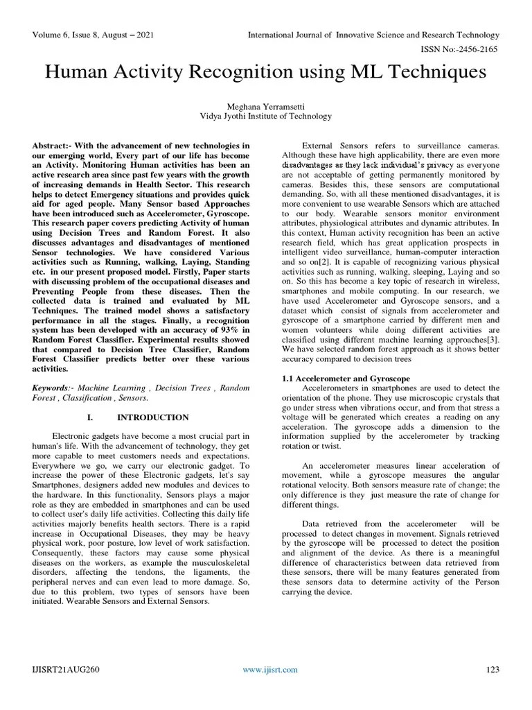 Human Activity Recognition Using ML Techniques | PDF | Accelerometer ...