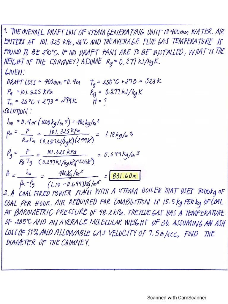 Solved Problems Powerplant Engineering Chimney | PDF