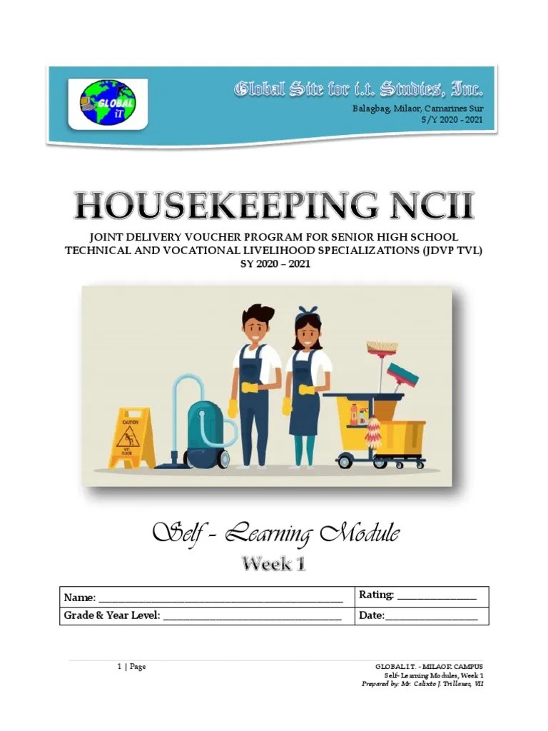 Housekeeping NCII (Week 1) | PDF | Multiple Choice