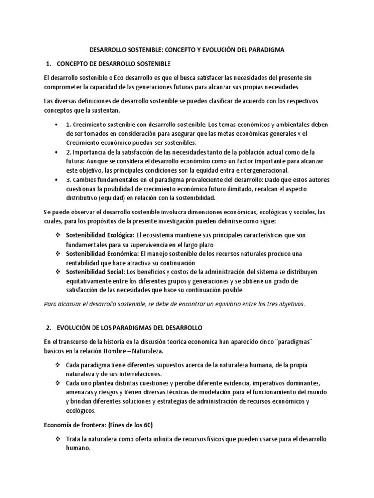 Desarrollo Sostenible - Concepto Y Evolución Del Paradigma | PDF | Desarrollo Sostenible ...