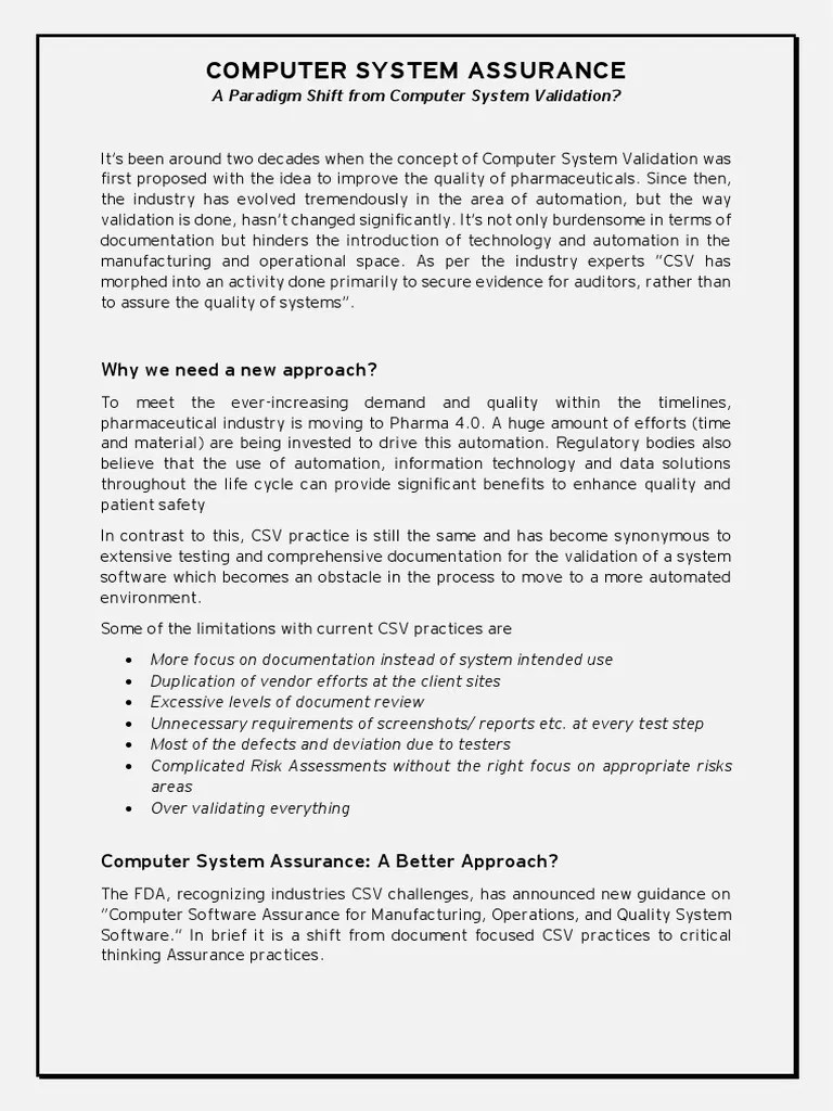 Computer System Assurance: Why We Need A New Approach? | PDF ...