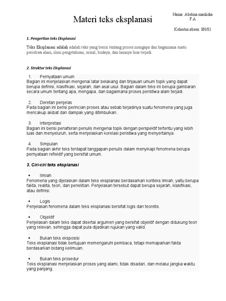 Pelaksanaan inkuiri dalam pembelajaran teks eksplanasi kompleks pada siswa. Teks Eksplanasi B I Pdf