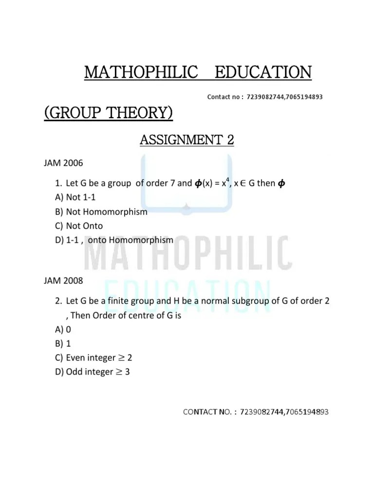 Assignment B - Group Theory | PDF | Group (Mathematics) | Geometry