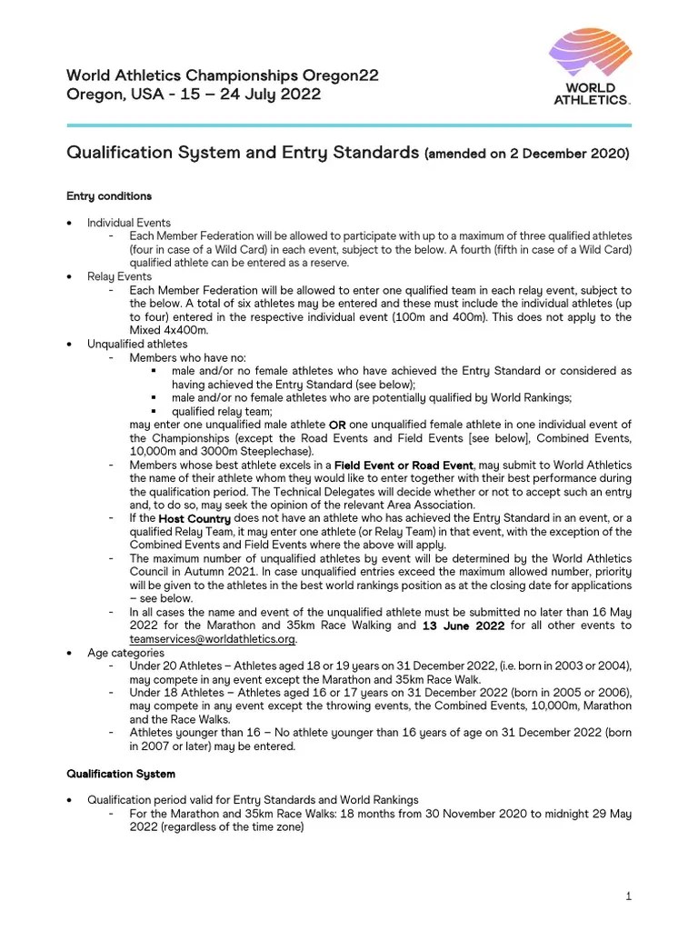 World Athletics Championships Oregon22 Qual | PDF | Track And Field | Sport Of Athletics