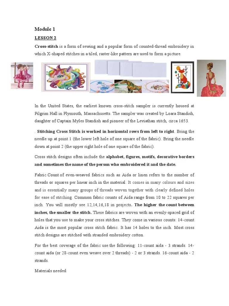 Cross-Stitch Is A Form Of Sewing And A Popular Form Of Counted-Thread Embroidery In | PDF ...