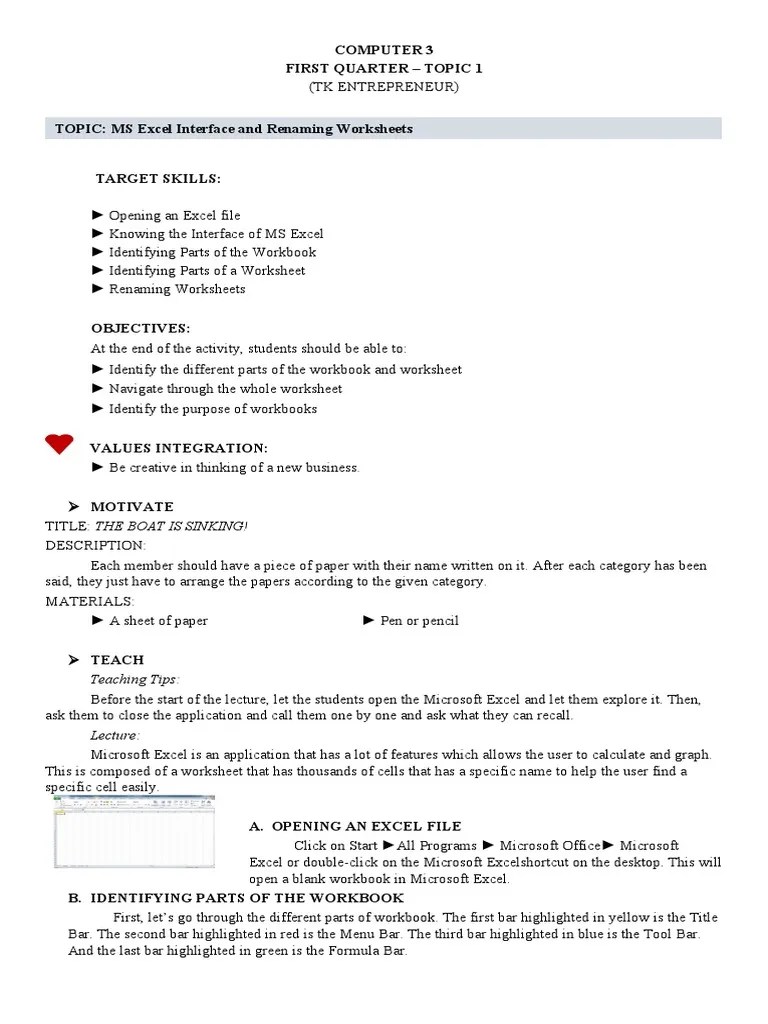 Introduction To Microsoft Excel | PDF | Microsoft Excel | Worksheet