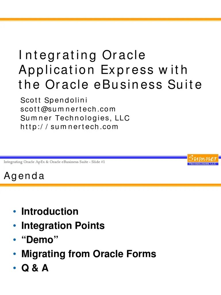 Integrating Oracle Application Express With The Oracle Ebusiness Suite ...