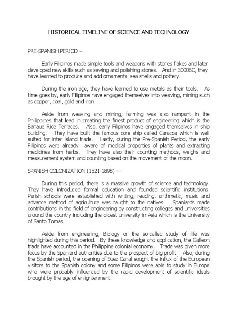 HISTORICAL TIMELINE OF SCIENCE AND TECHNOLOGY (MMG) | PDF | Philippines ...