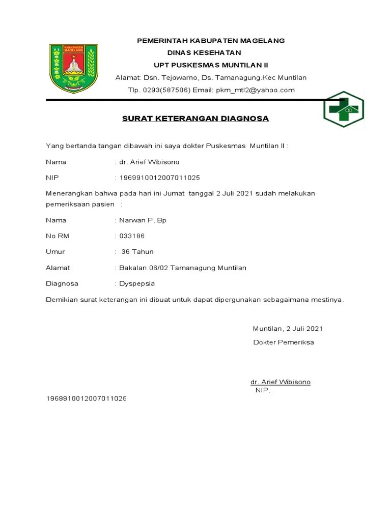 Surat Keterangan Diagnosa | PDF