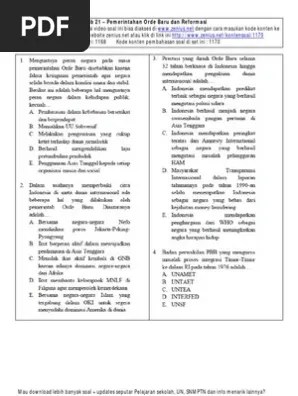 Soal dan kunci jawaban uts pts pai kelas 8 smp semester 1 kurikulum 2013 lengkap ; 21 Soal Sejarah Bab Pemerintahan Orde Baru Dan Reformasi Pdf