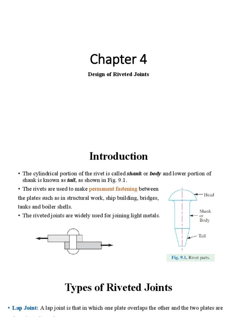 Ch-4 Design Of Rivet | PDF | Rivet | Stress (Mechanics)