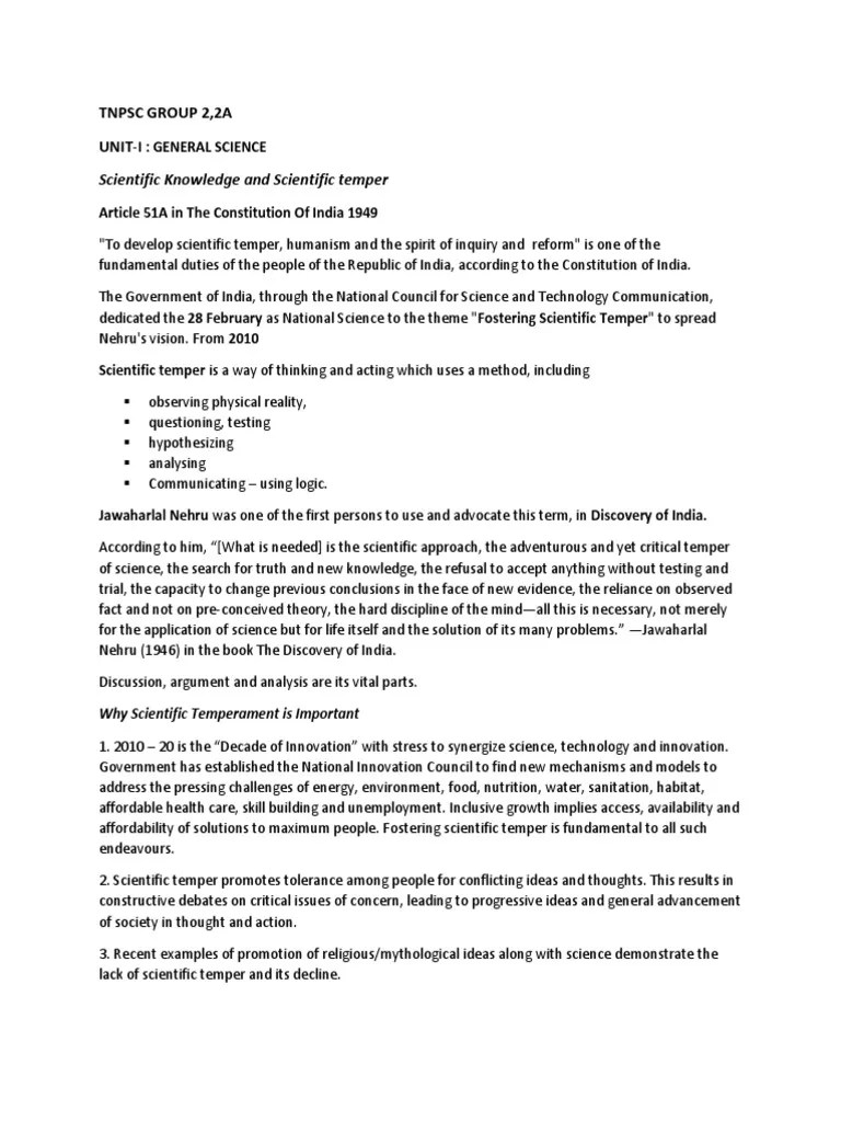 01 - Scientific Knowledge And Scientific Temper | PDF | Science ...