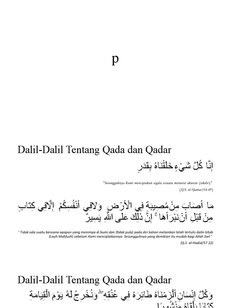 Dalil2 Tentang Qada Qadar | PDF