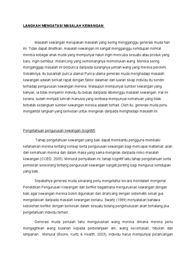 Langkah Mengatasi Masalah Kewangan | PDF