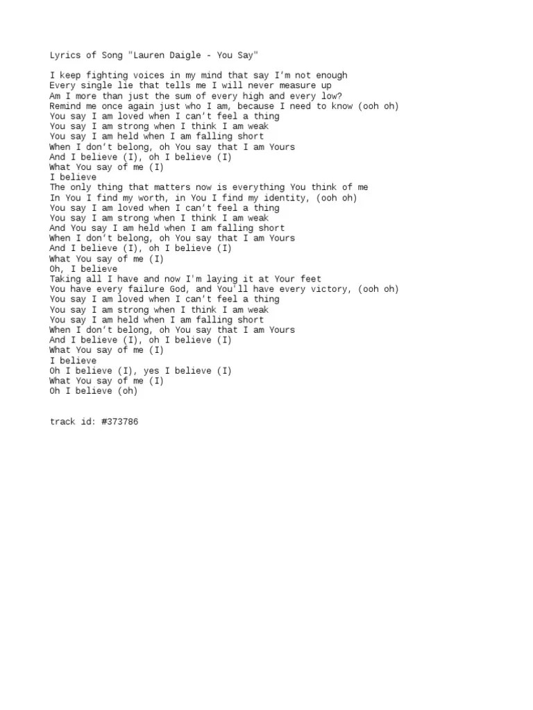 Lauren Daigle - You Say | PDF