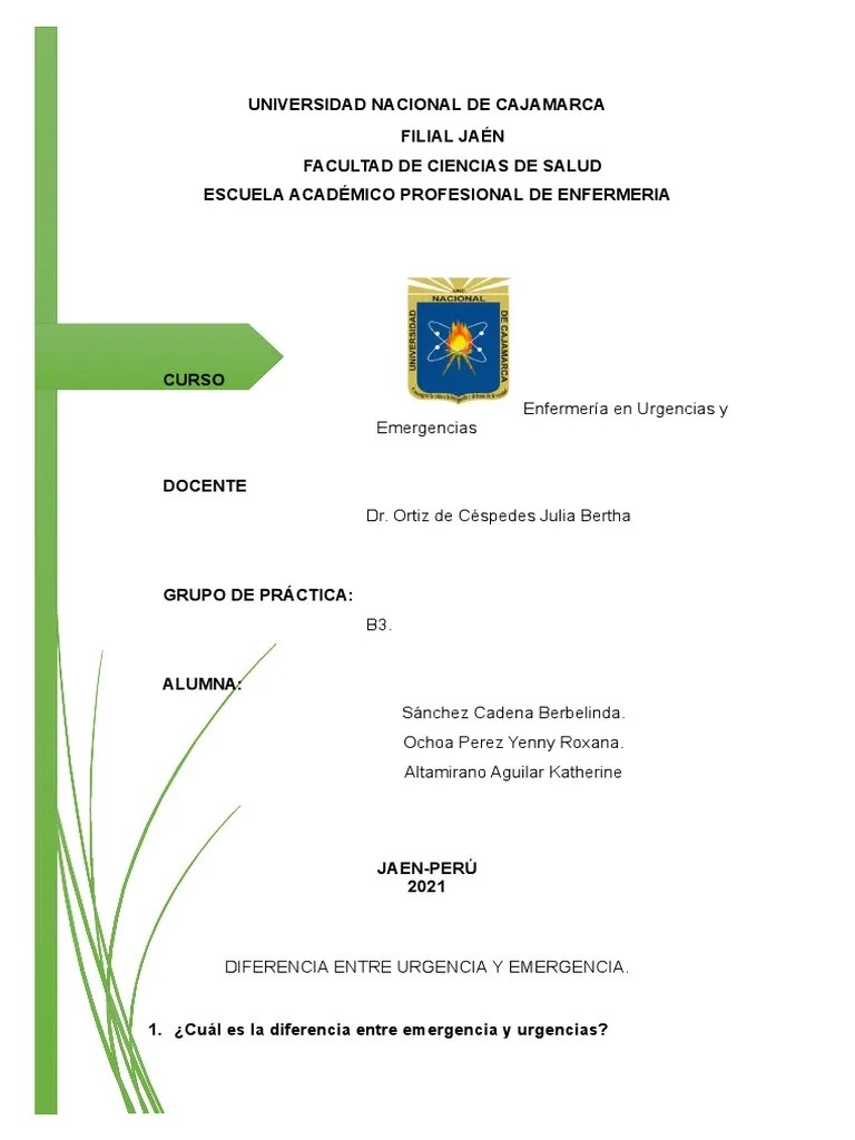 Diferencia Entre Urgencia Y Emergencia | PDF | Cuidado De La Salud ...
