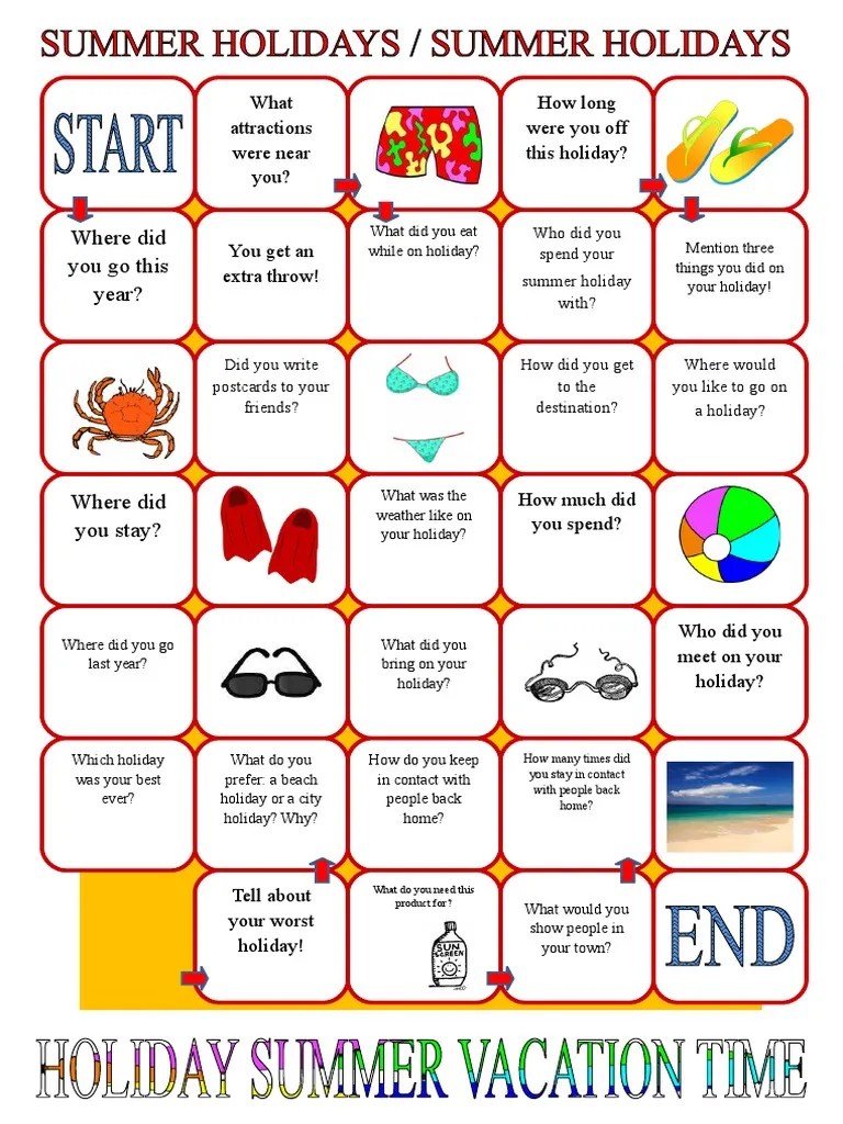 Board Game Summer Holiday Fun Activities Games Games Icebreakers | PDF