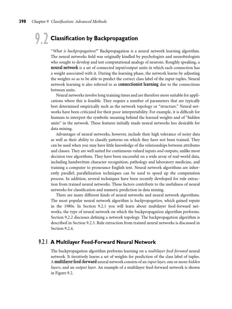 Classification By Backpropagation - A Multilayer Feed-Forward Neural ...
