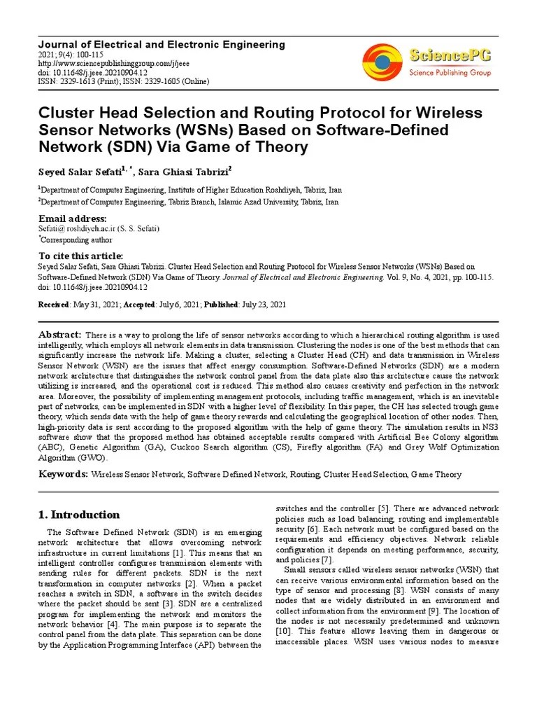 Cluster Head Selection And Routing Protocol For Wireless Sensor ...
