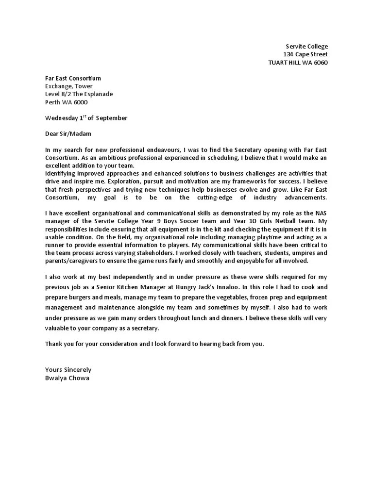 Cover Letter | PDF | Cognition