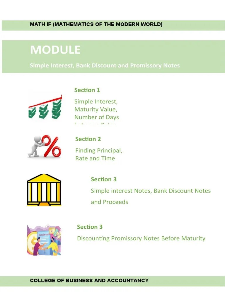 Module 1 Simple Interest Bank Discount And Promissiory Notes | PDF ...
