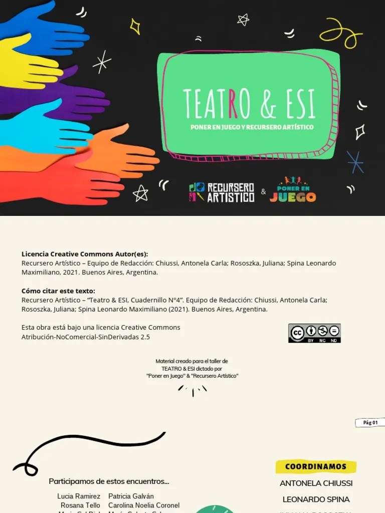 En tres esquinas ubicamos una. Teatro Esi Cuadernillo N 4 Pdf Discriminacion Teatro