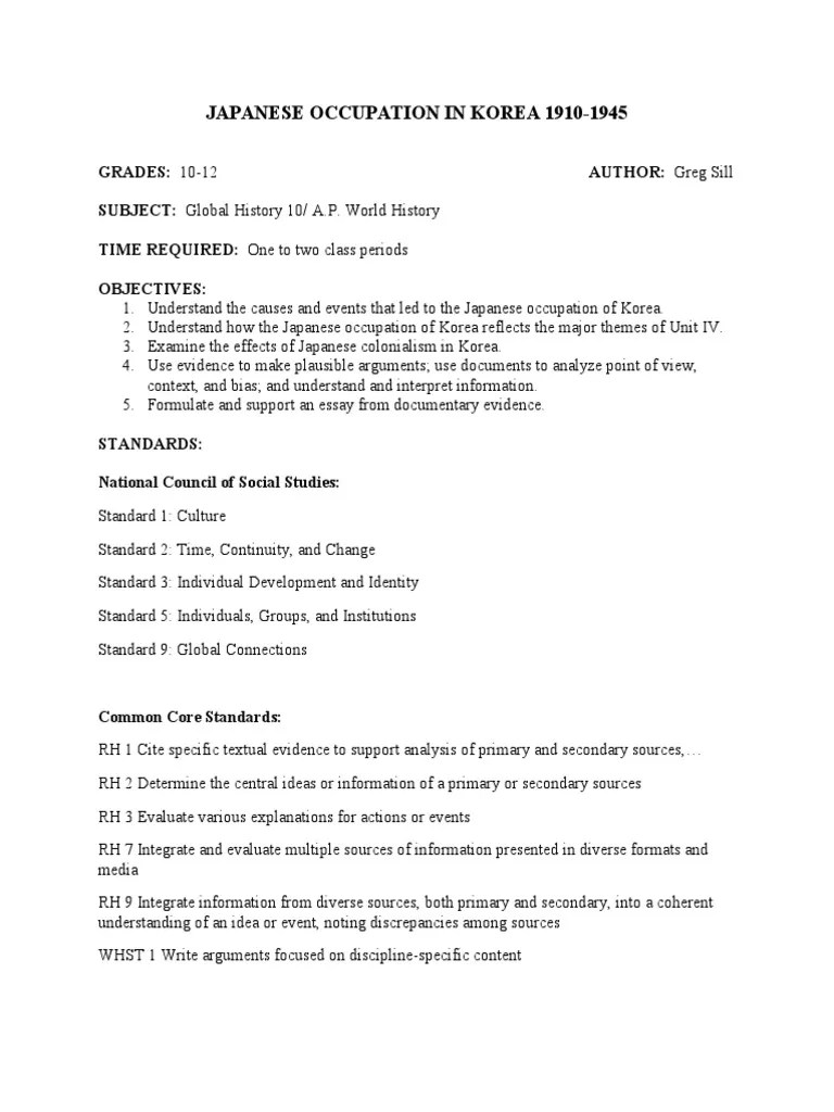 Japanese Occupation In Korea | PDF | Empire Of Japan | Korea