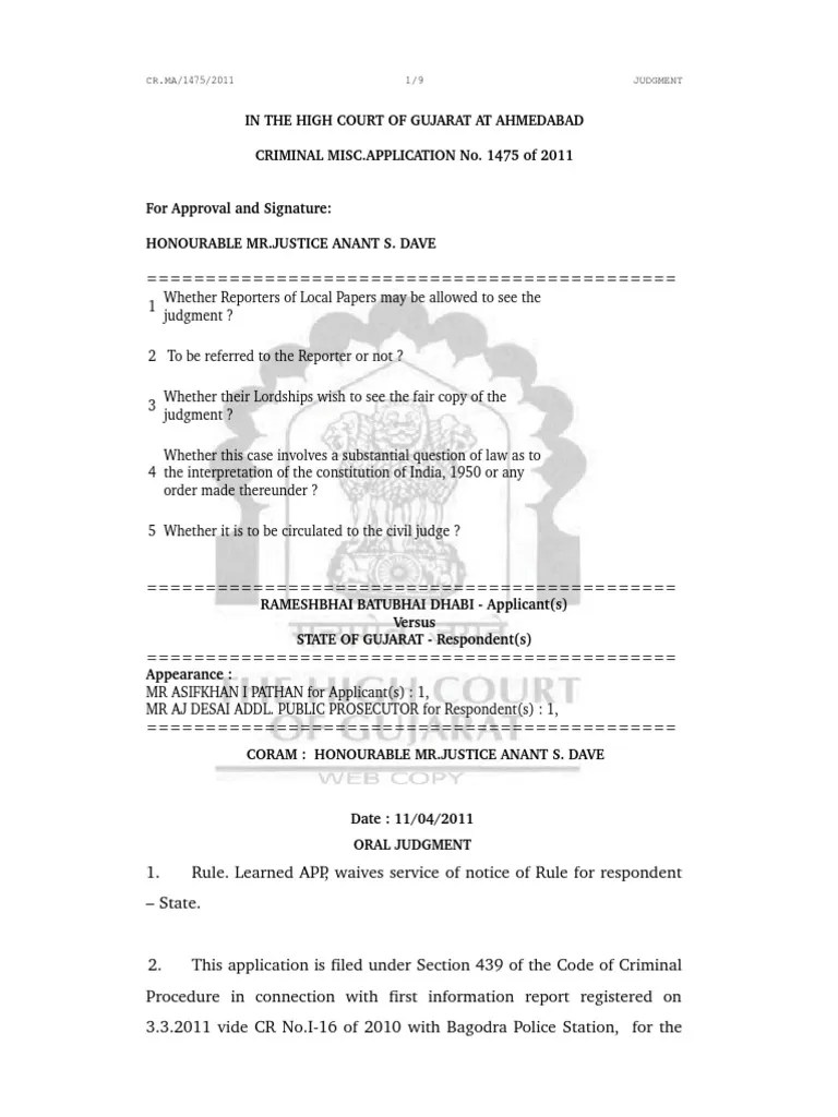 Analysis Of A High Court Bail Judgment Addressing Issues Of Parity, Adherence To Legal Precedent ...