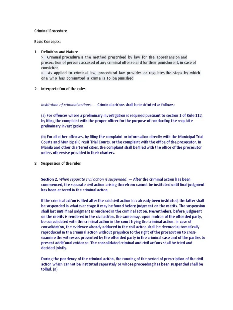 Criminal Procedure Basic Concepts: 1. Definition And Nature | PDF ...