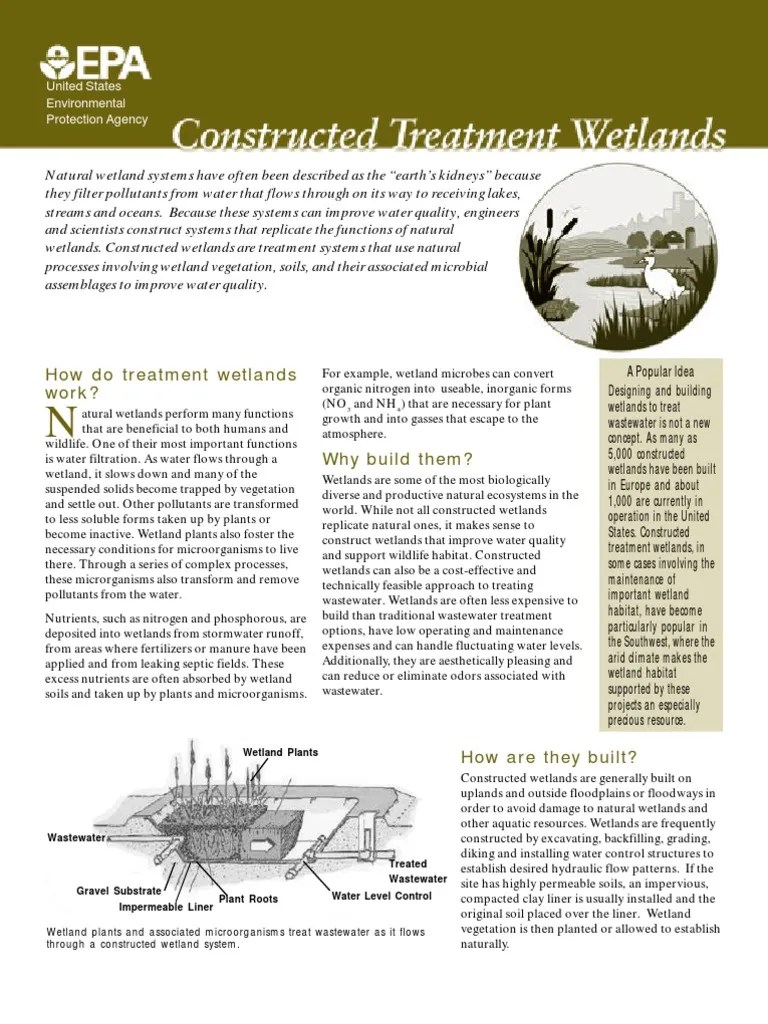 How do treatment wetlands work?: united states environmental protection