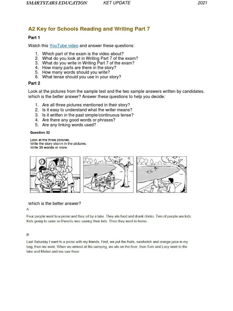 A2 Key For Schools Reading And Writing Part 7 - UPDATE | PDF
